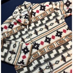 Handmade Aztec Southwestern Fleece Jacket Women’s No Size Tag See Measurements